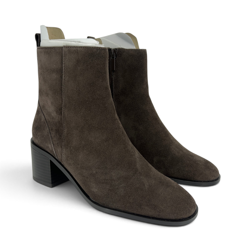 ZARA Brown Split Leather Block Heel Ankle Boots Women’s 6 NWT